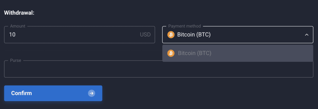 Withdrawal of funds